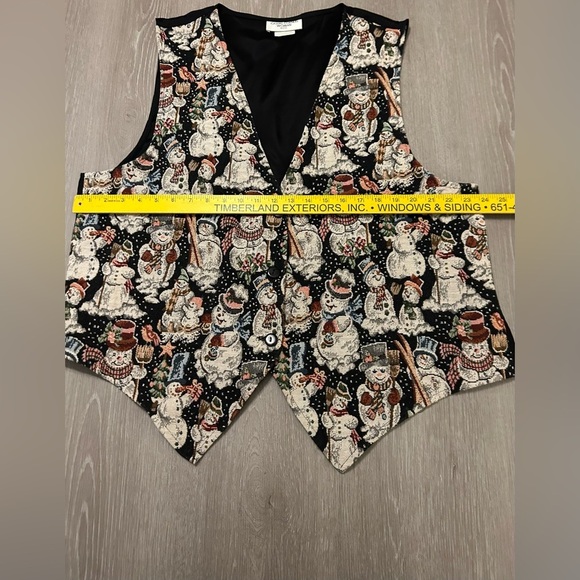 Vintage Women's Casual Corner Tapestry Snowman Button Front Grandma Vest 2X USA. - Picture 8 of 8